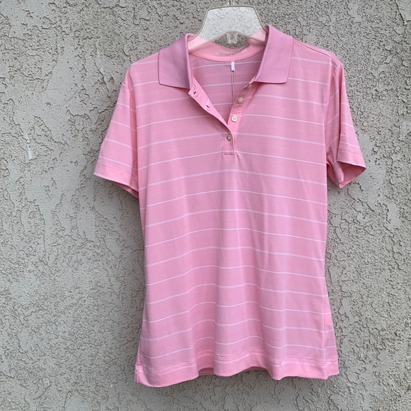 Nike Tops - Nike Golf Dry Fit Medium Palm Springs Short Sleeve Pink and white stripp…